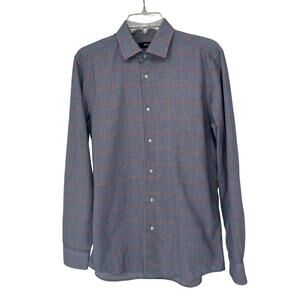 Boss Hugo Boss Slim Fit Window Pane Long Sleeve Shirt 39 15.5